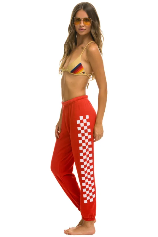 CHECK LEG SWEATPANTS - RED // WHITE sold by Aviator Nation