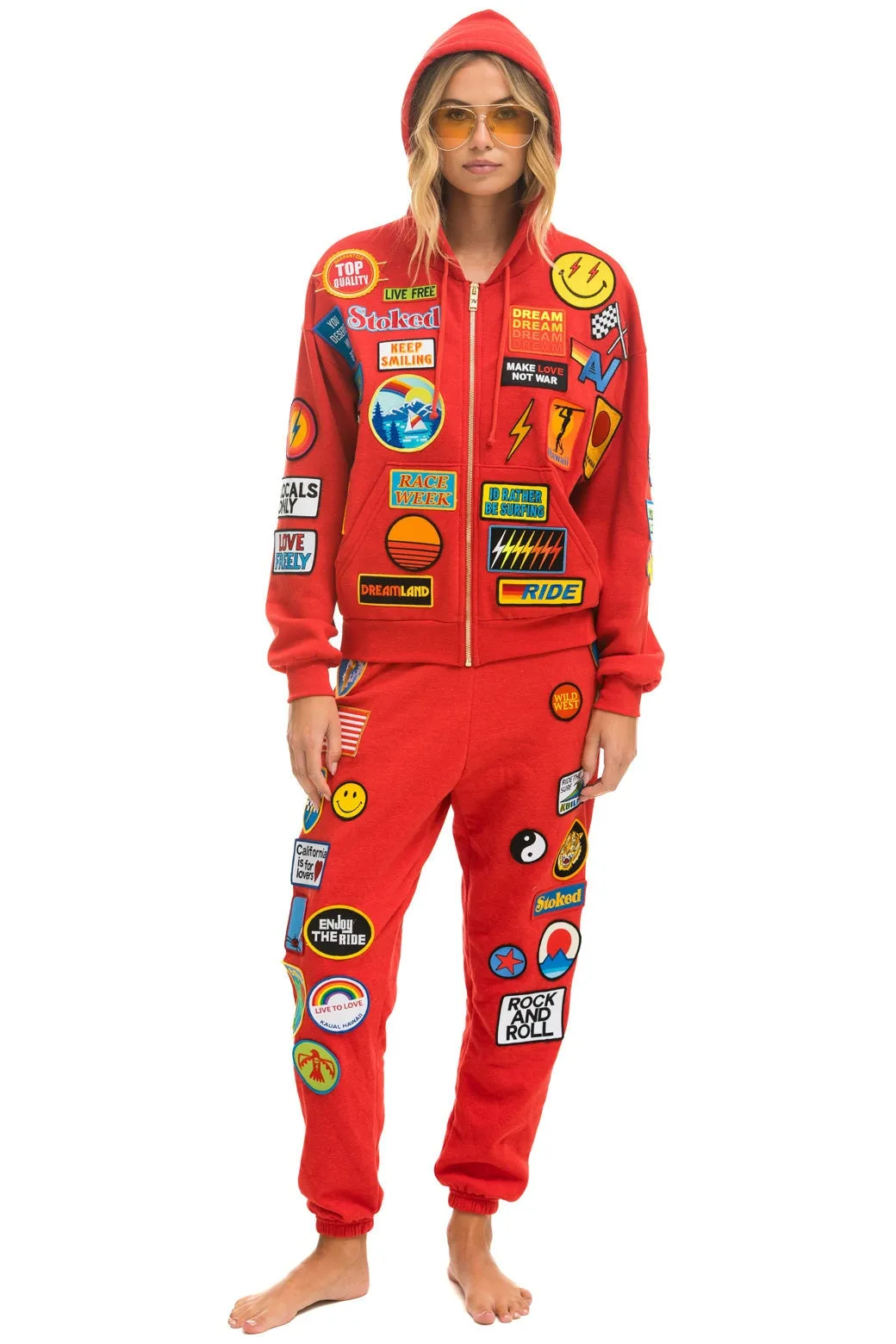 VINTAGE PATCH SWEATPANTS - RED sold by Aviator Nation product image thumbnail 5
