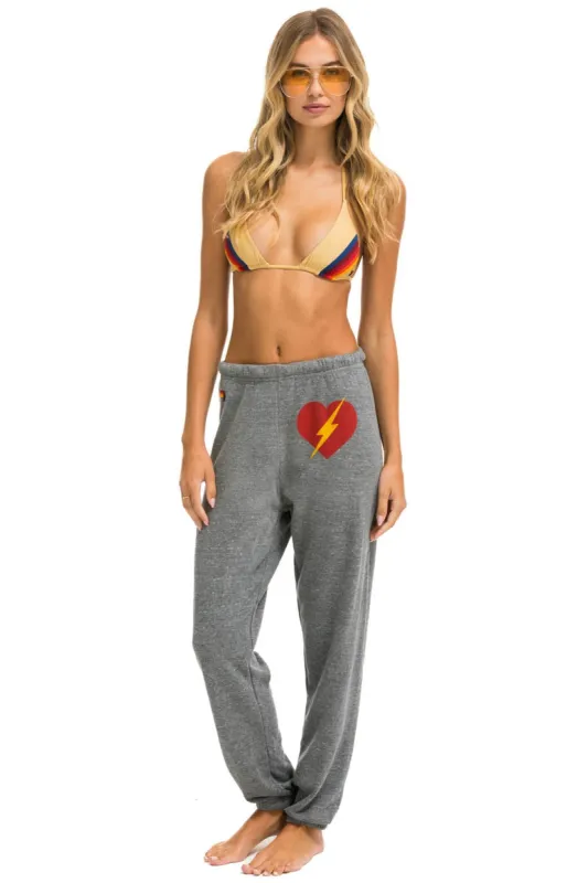 BOLT HEART SWEATPANTS - HEATHER GREY sold by Aviator Nation