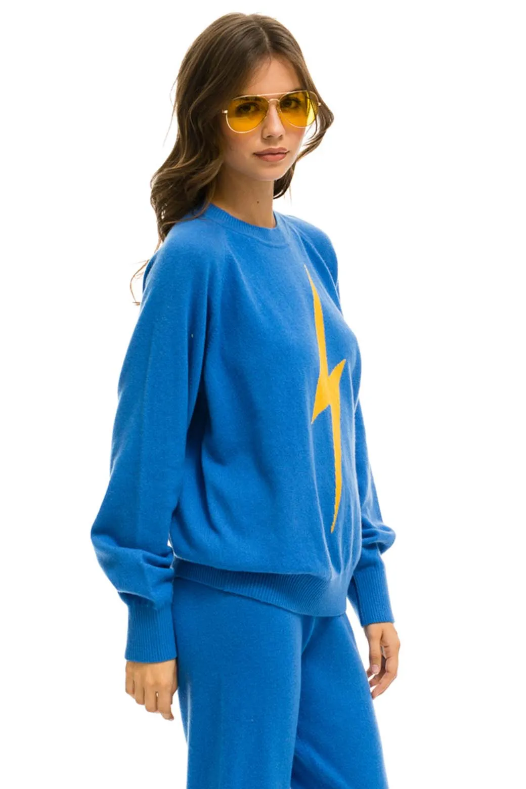 UNISEX BOLT CASHMERE LIGHT SWEATER - VINTAGE BLUE // BLUE BOLT sold by Aviator Nation product image thumbnail 3
