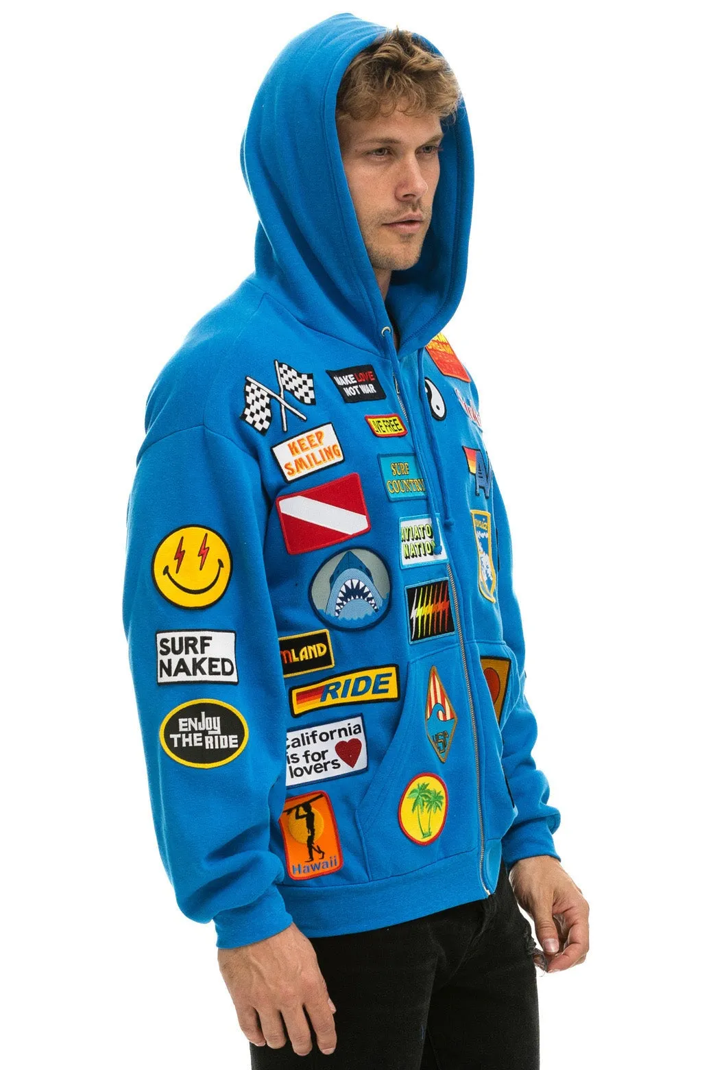 VINTAGE PATCH ZIP HOODIE RELAXED - OCEAN sold by Aviator Nation product image thumbnail 2
