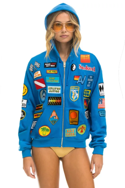 VINTAGE PATCH ZIP HOODIE RELAXED - OCEAN sold by Aviator Nation