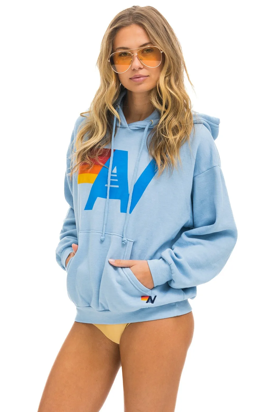 LOGO PULLOVER RELAXED HOODIE - ICE sold by Aviator Nation product image thumbnail 3