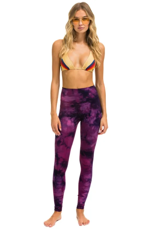 HAND DYED FULL LENGTH HI-RISE LEGGINGS - TIE DYE CRYSTAL ROSE sold by Aviator Nation