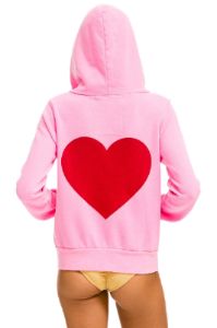 HEART STITCH ZIP HOODIE - NEON PINK | Parallel