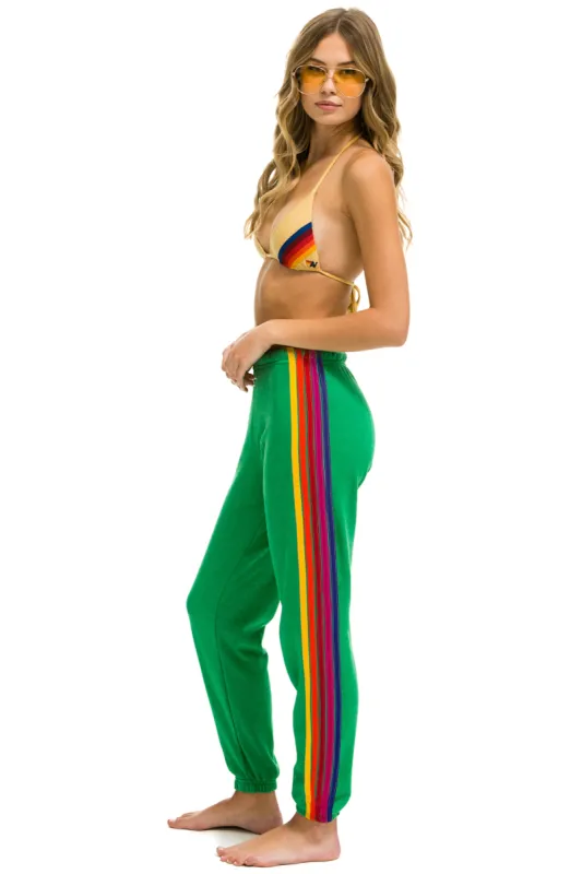 5 STRIPE SWEATPANTS - KELLY GREEN // YELLOW // PURPLE sold by Aviator Nation