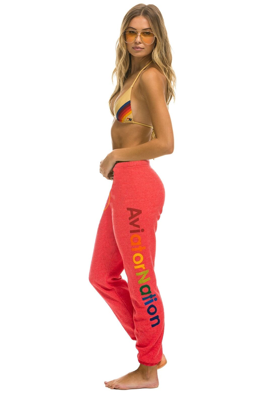 AVIATOR NATION MANHATTAN BEACH SWEATPANTS - NEON RED sold by Aviator Nation product image thumbnail 2