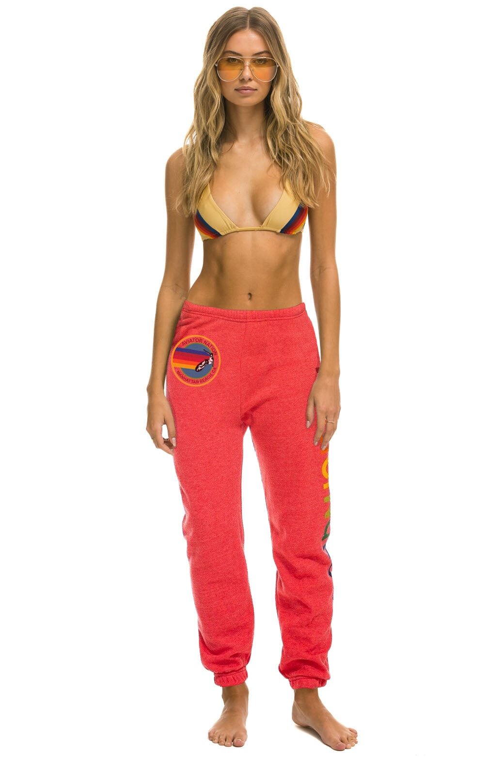 AVIATOR NATION MANHATTAN BEACH SWEATPANTS - NEON RED sold by Aviator Nation