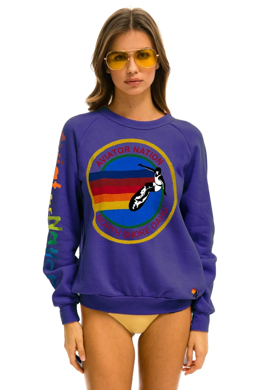AVIATOR NATION NORTH SHORE CREW SWEATSHIRT - PURPLE sold by Aviator Nation