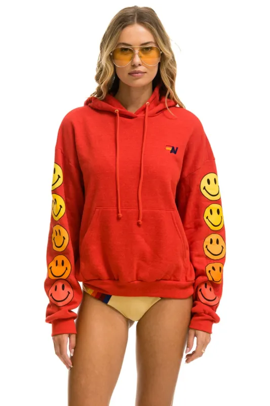 SMILEY SUNSET RELAXED PULLOVER HOODIE - RED sold by Aviator Nation