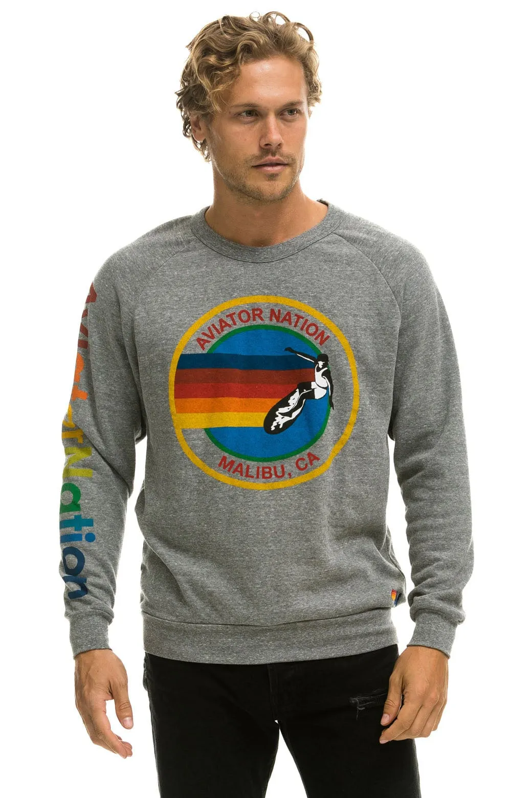 AVIATOR NATION MALIBU CREW SWEATSHIRT - HEATHER GREY sold by Aviator Nation product image thumbnail 2