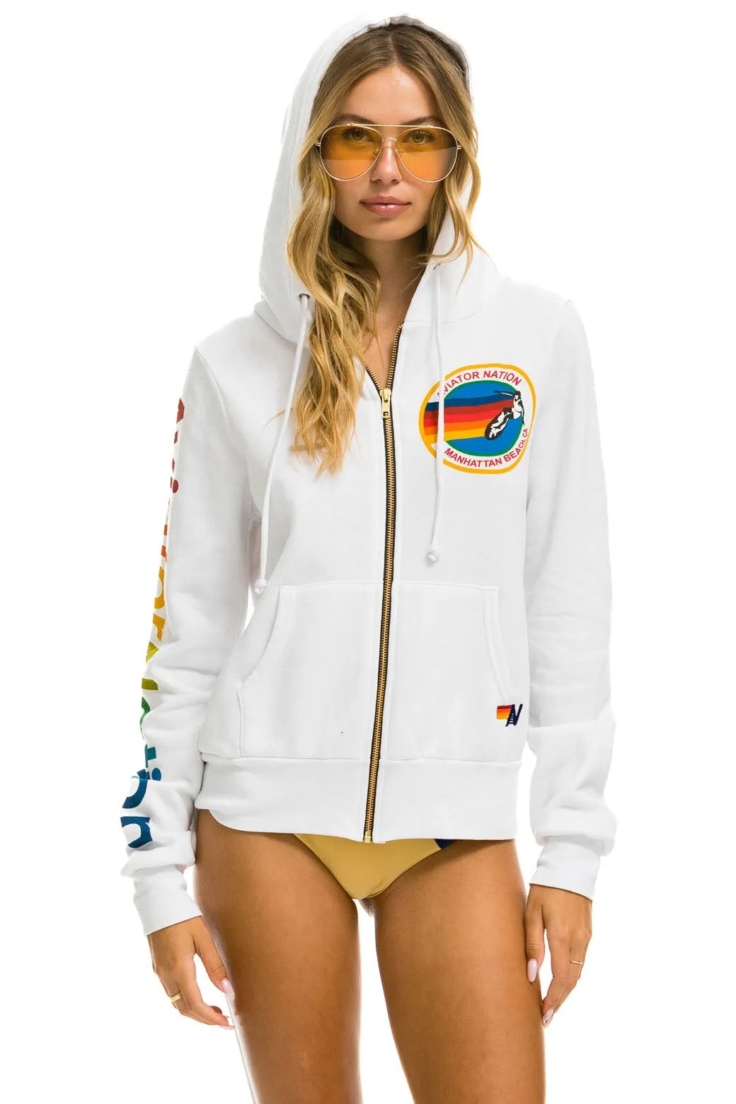 AVIATOR NATION MANHATTAN BEACH HOODIE - WHITE sold by Aviator Nation