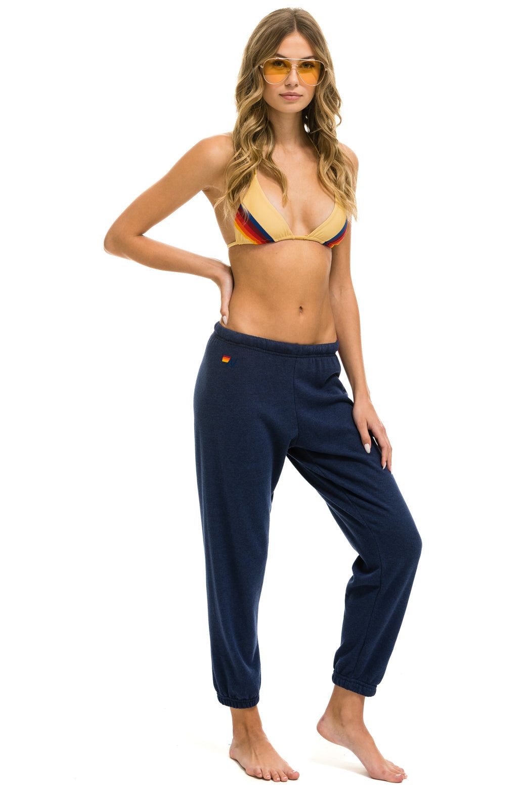 5 STRIPE SWEATPANTS - NAVY/PINK PURPLE sold by Aviator Nation product image thumbnail 3