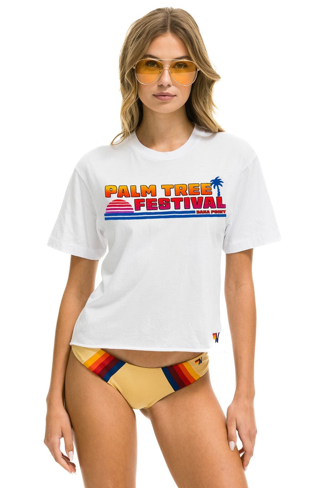 PALM TREE FESTIVAL DANA POINT 2023 BOYFRIEND TEE - WHITE sold by Aviator Nation