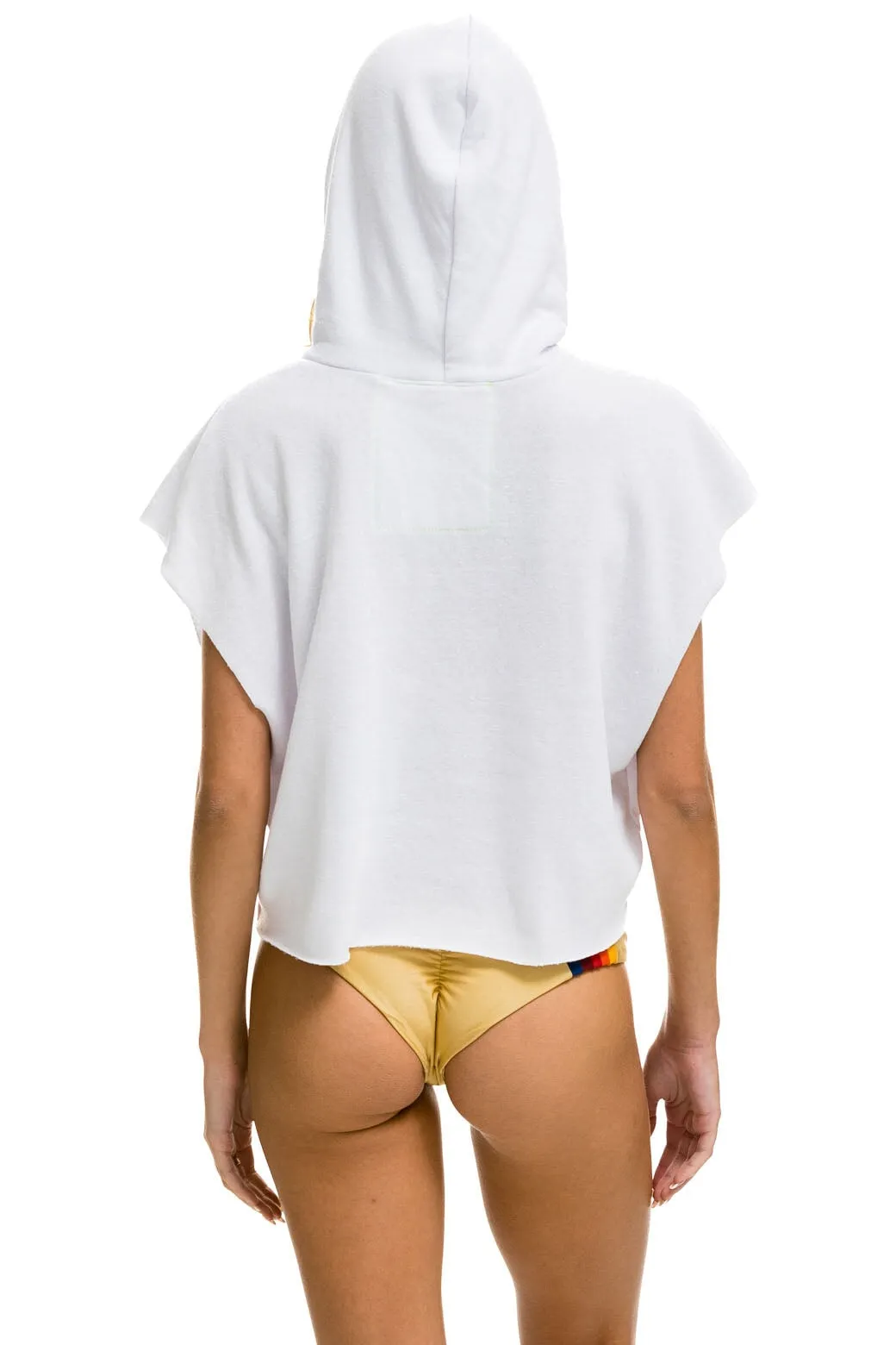 LOGO EMBROIDERY SLEEVELESS RELAXED CROPPED PULLOVER HOODIE - WHITE sold by Aviator Nation product image thumbnail 3