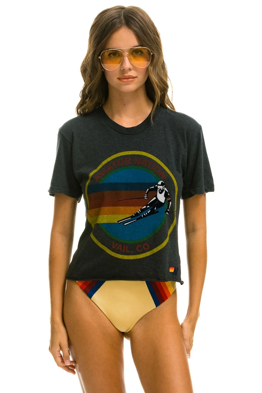 AVIATOR NATION VAIL BOYFRIEND TEE - CHARCOAL sold by Aviator Nation