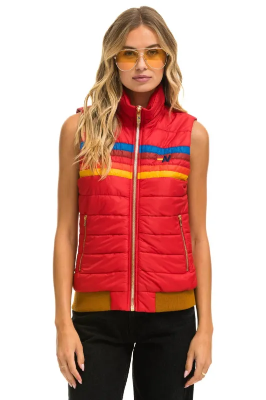 WOMEN'S 5 STRIPE VEST - CHERRY made by Aviator Nation