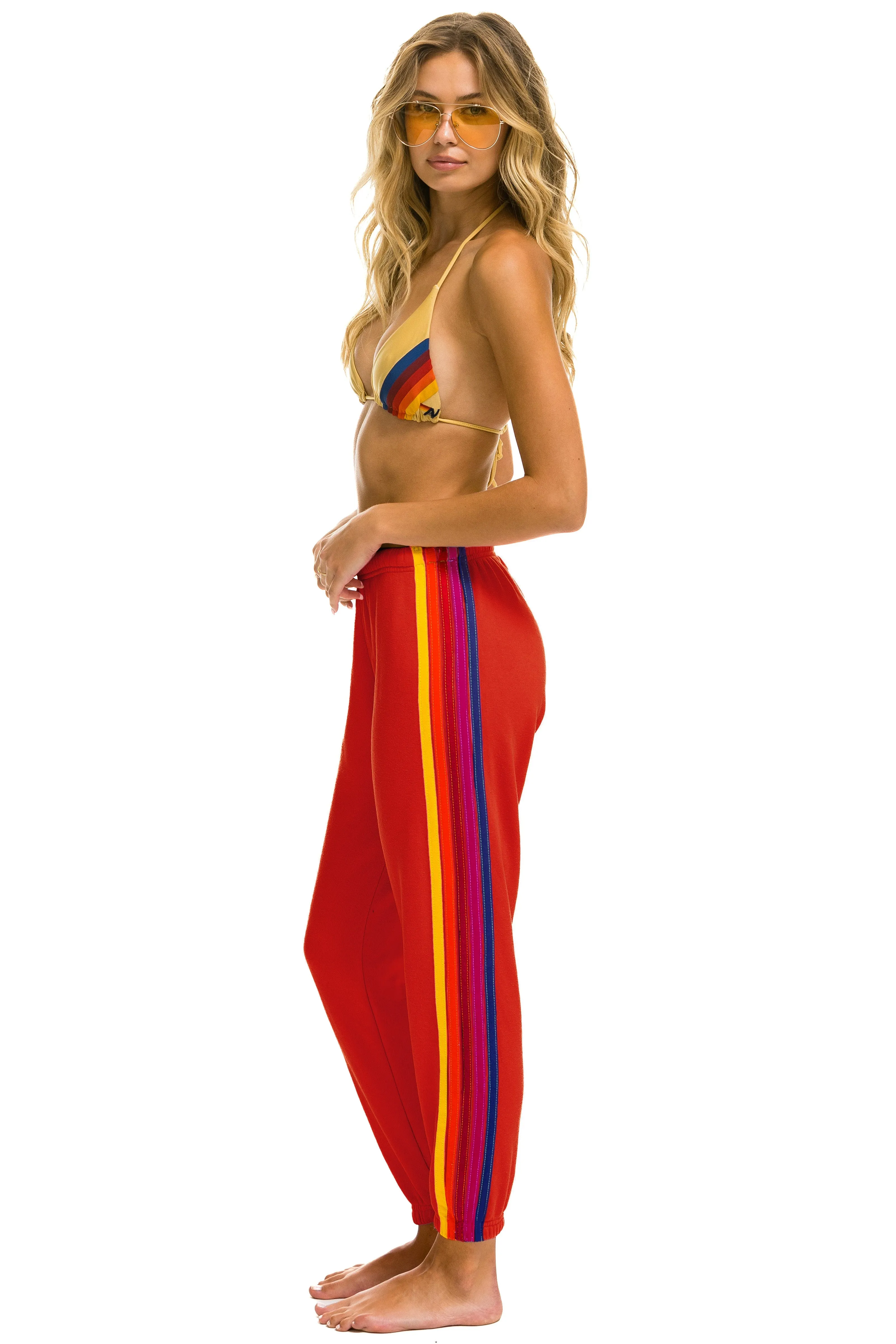 5 STRIPE SWEATPANTS - RED // YELLOW // PURPLE sold by Aviator Nation