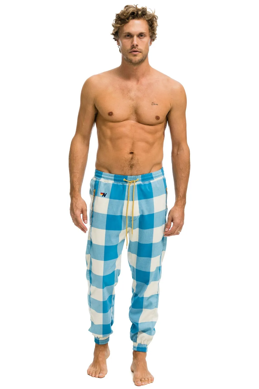 UNISEX PLAID LODGE PANT - SKY PLAID sold by Aviator Nation product image thumbnail 3