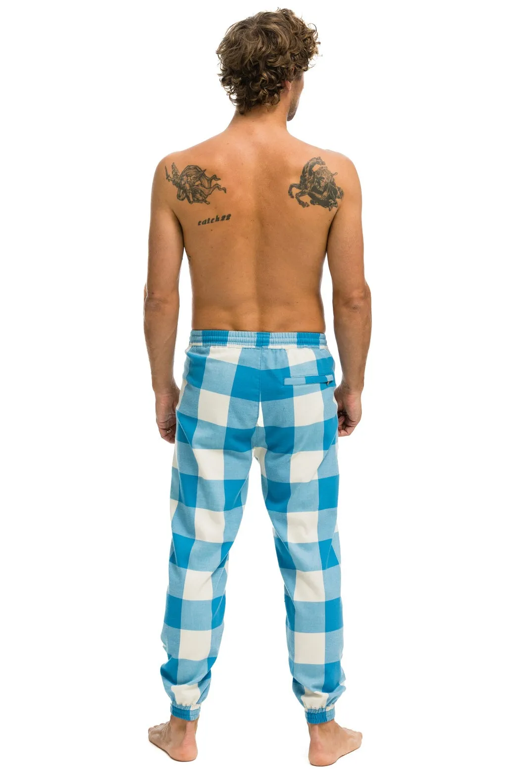 UNISEX PLAID LODGE PANT - SKY PLAID sold by Aviator Nation product image thumbnail 4