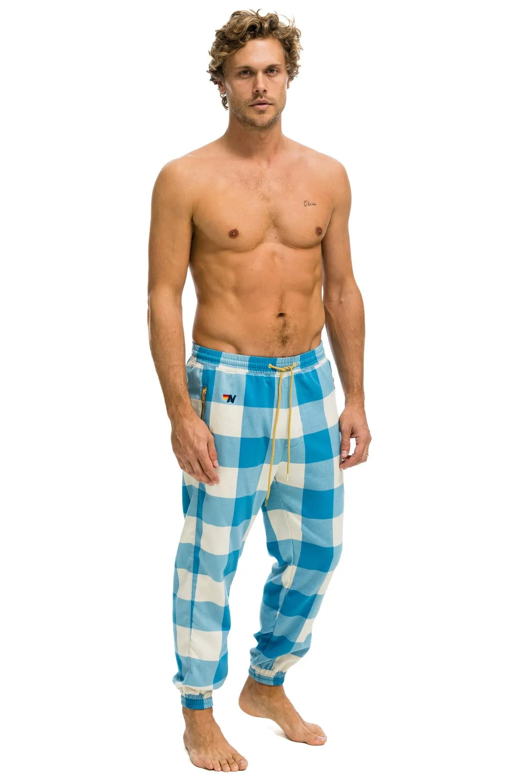 UNISEX PLAID LODGE PANT - SKY PLAID sold by Aviator Nation product image thumbnail 5