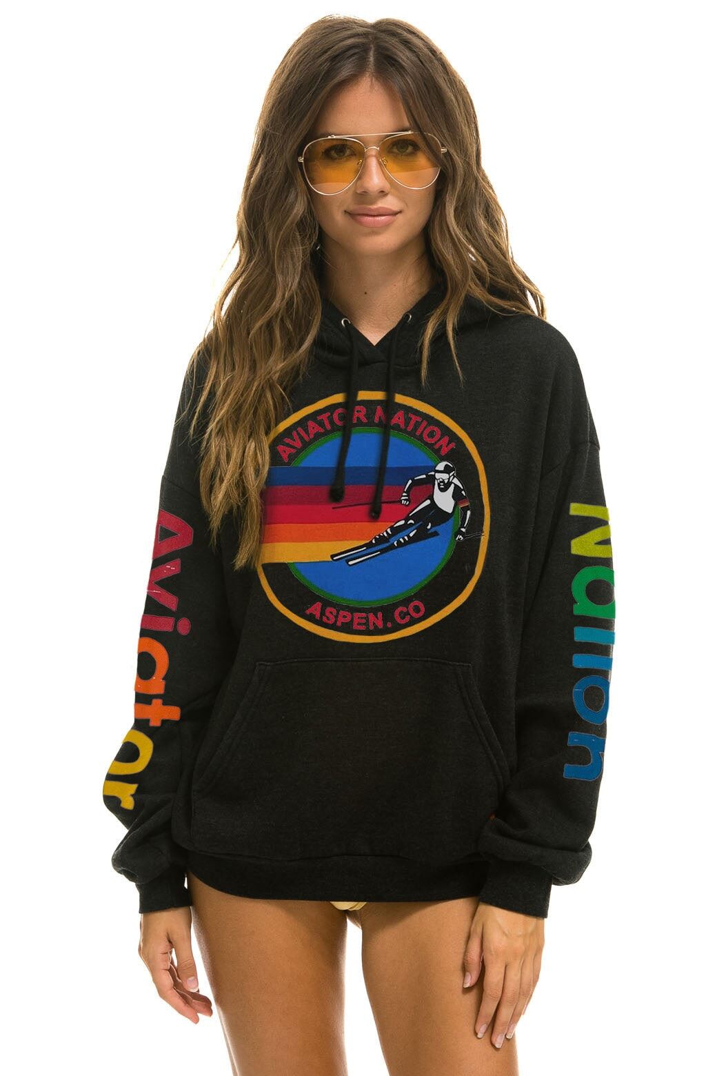 AVIATOR NATION ASPEN RELAXED PULLOVER HOODIE - BLACK sold by Aviator Nation