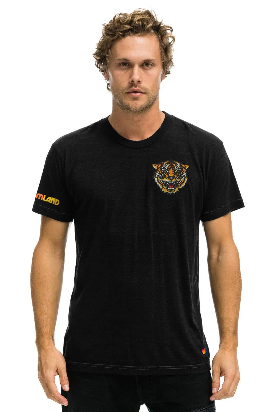 DREAMLAND TIGER SMALL PRINT CREW TEE - BLACK sold by Aviator Nation product image thumbnail 2