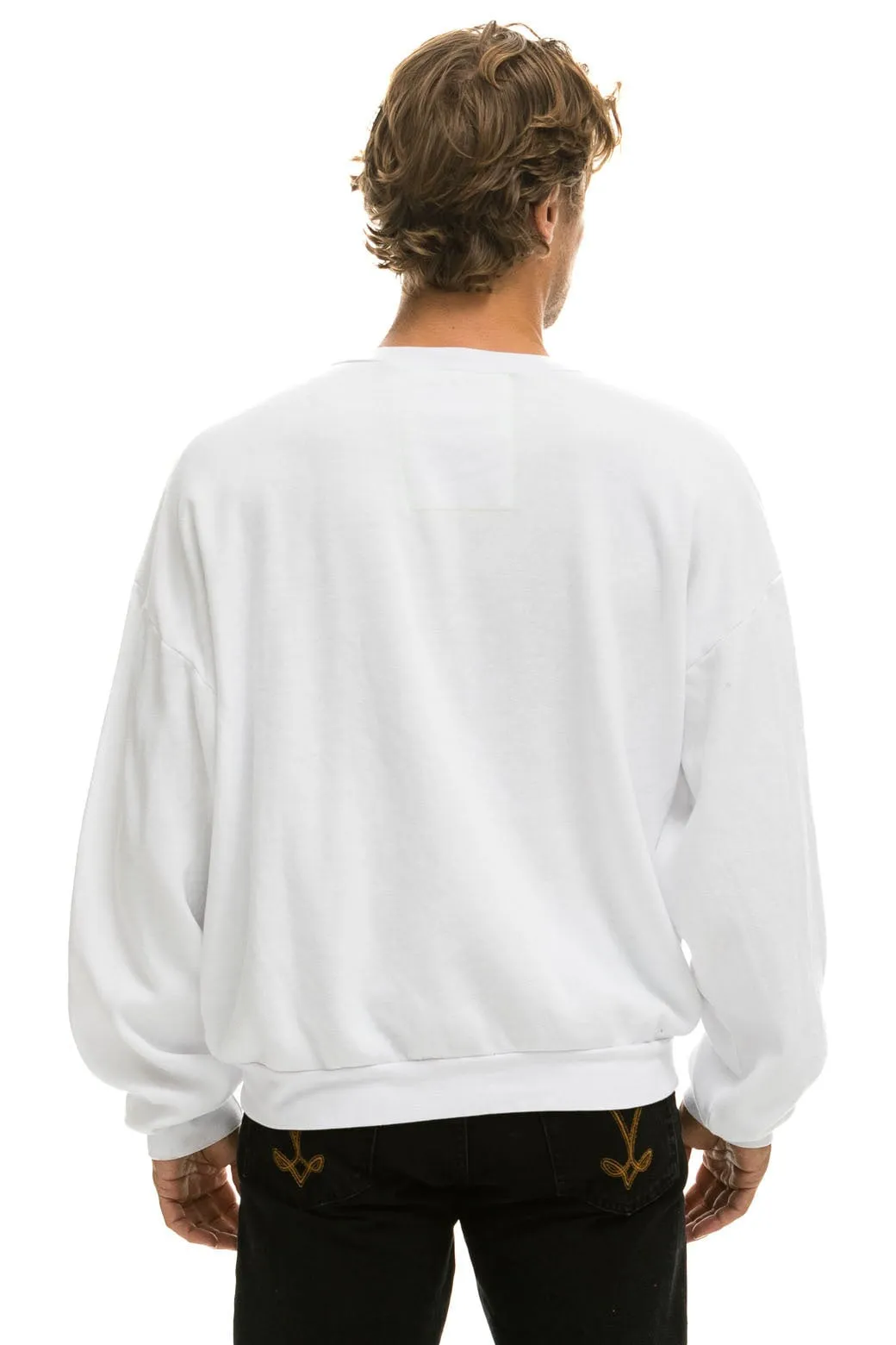 SMILEY 2 RELAXED LIGHT WEIGHT CREW SWEATSHIRT - WHITE sold by Aviator Nation product image thumbnail 3