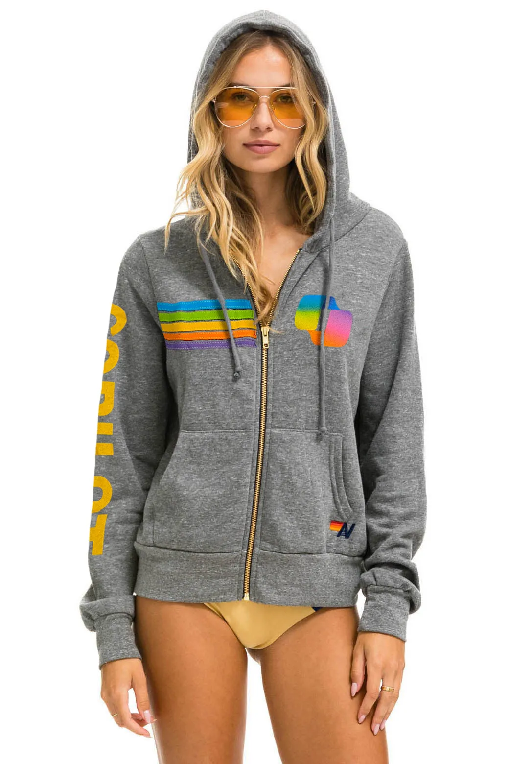 MICROSOFT 5 STRIPE HOODIE - HEATHER sold by Aviator Nation