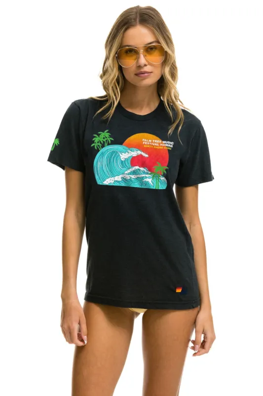 PALM TREE FESTIVAL HAWAII 2024 CREW TEE SHIRT - CHARCOAL sold by Aviator Nation