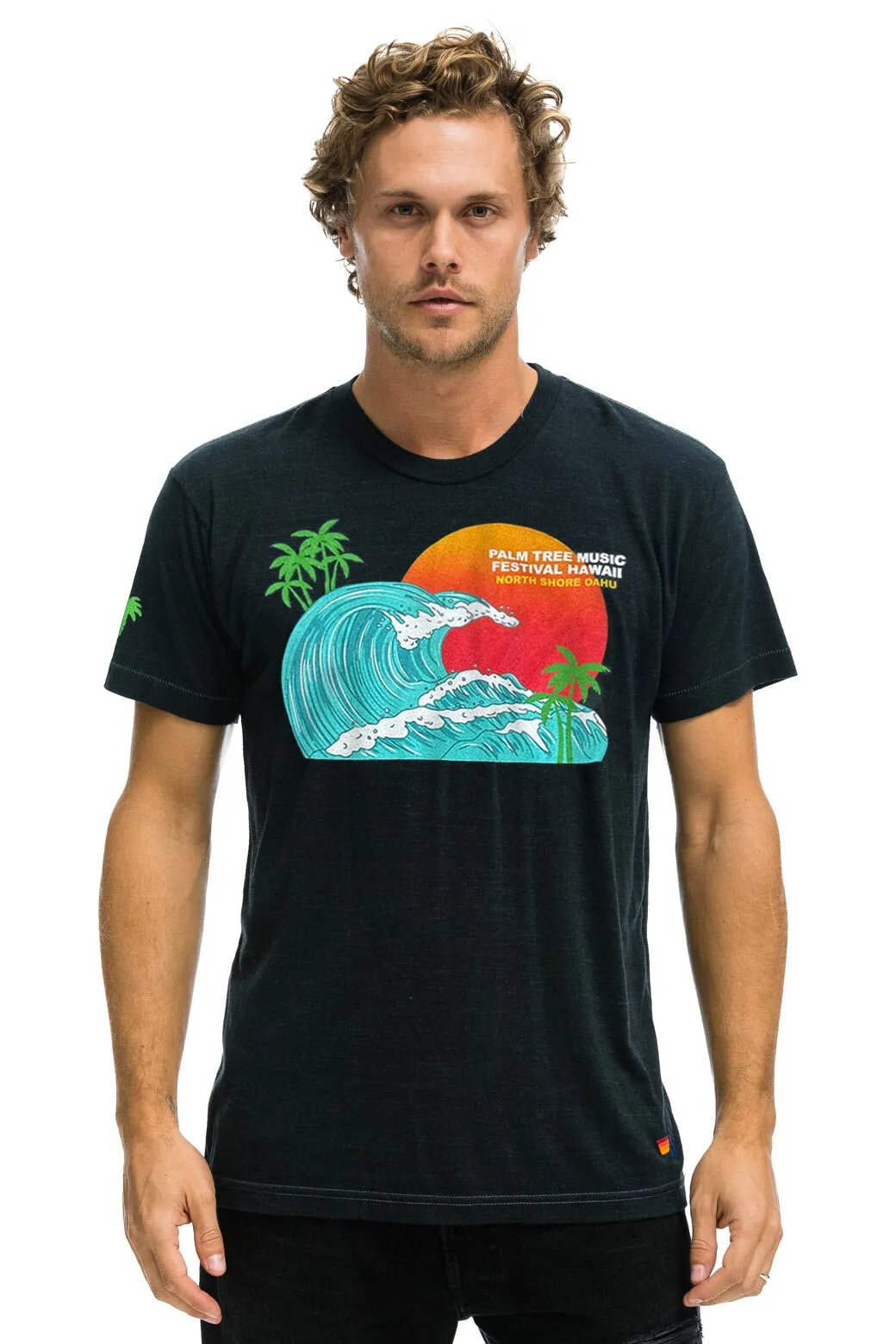 PALM TREE FESTIVAL HAWAII 2024 CREW TEE SHIRT - CHARCOAL sold by Aviator Nation product image thumbnail 2