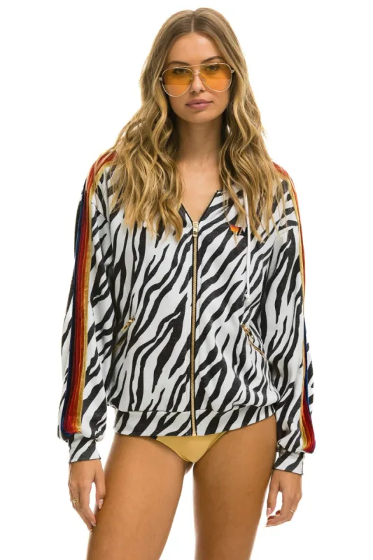 CLASSIC RELAXED ZIP HOODIE WITH POCKETS - ZEBRA sold by Aviator Nation