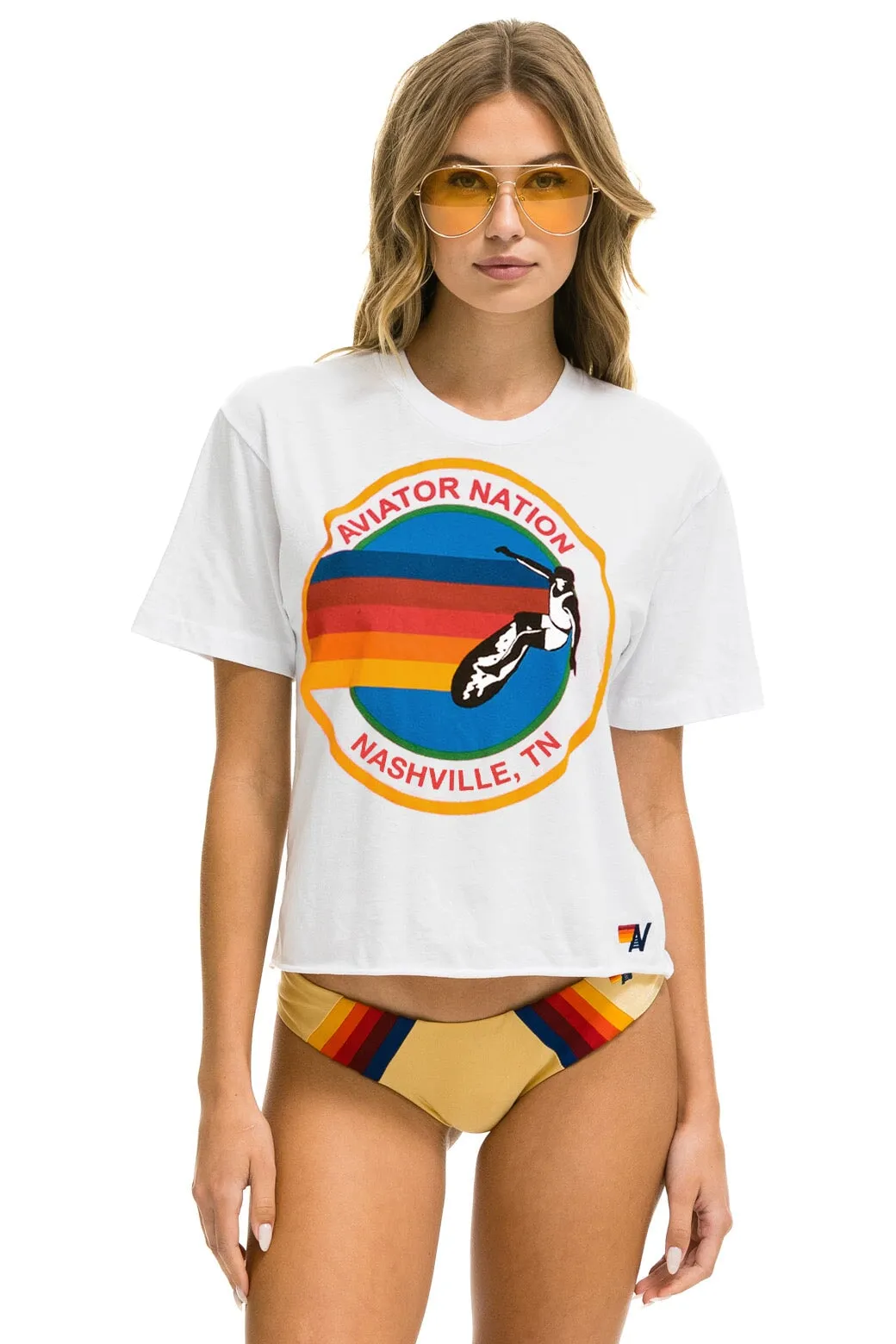 SIGNATURE NASHVILLE BOYFRIEND TEE - WHITE sold by Aviator Nation