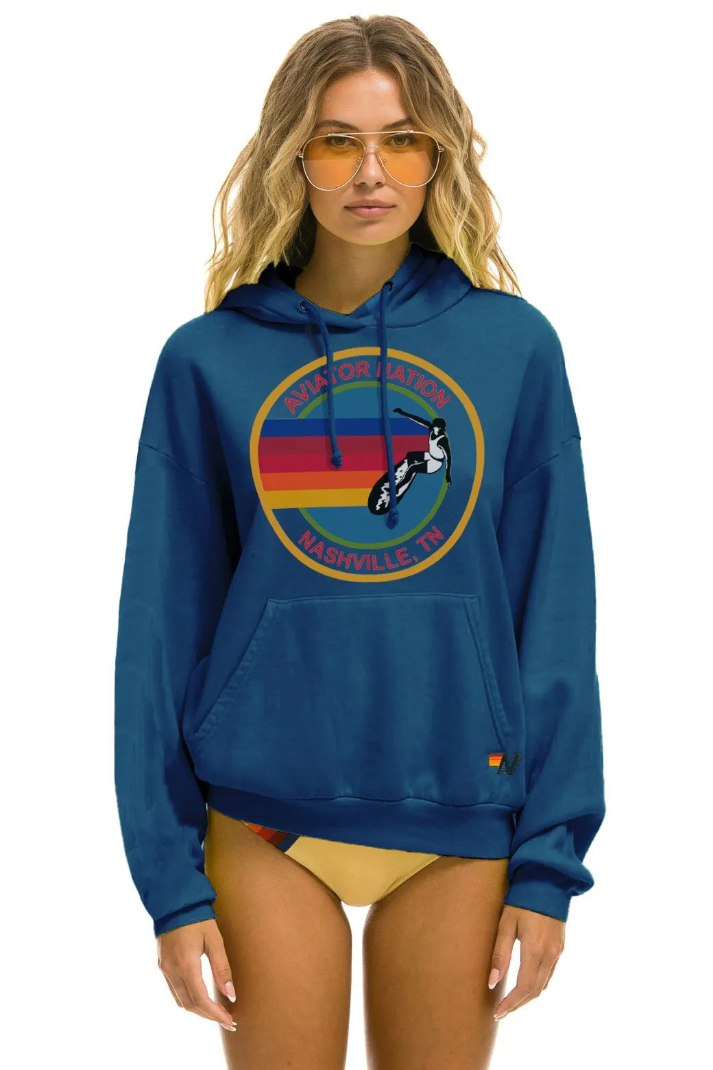 AVIATOR NATION NASHVILLE RELAXED PULLOVER HOODIE - ROYAL sold by Aviator Nation