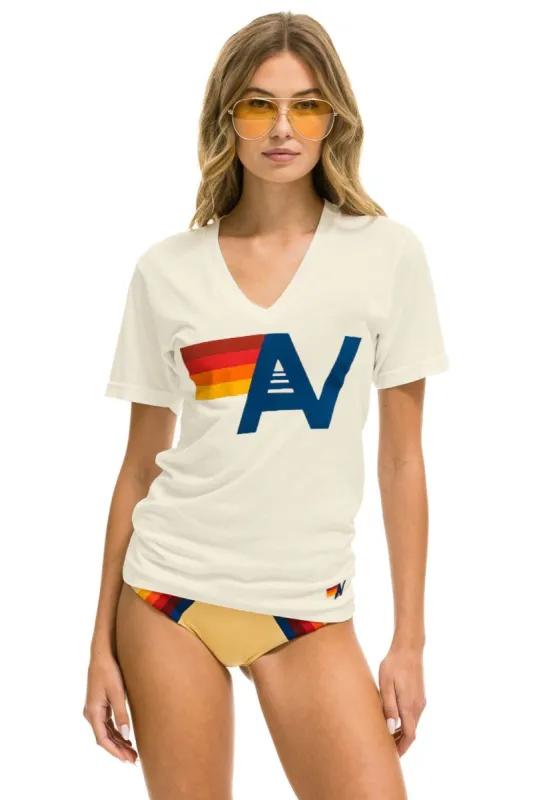 LOGO VNECK TEE - VINTAGE WHITE sold by Aviator Nation