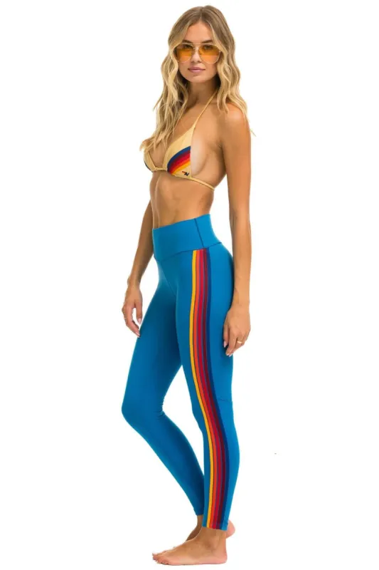 FULL LENGTH HI-RISE 5 STRIPE LEGGINGS - CARIBBEAN sold by Aviator Nation