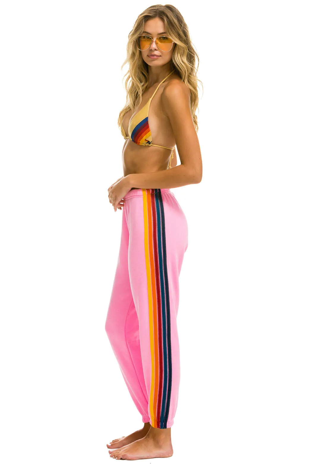 5 STRIPE SWEATPANTS - NEON PINK sold by Aviator Nation
