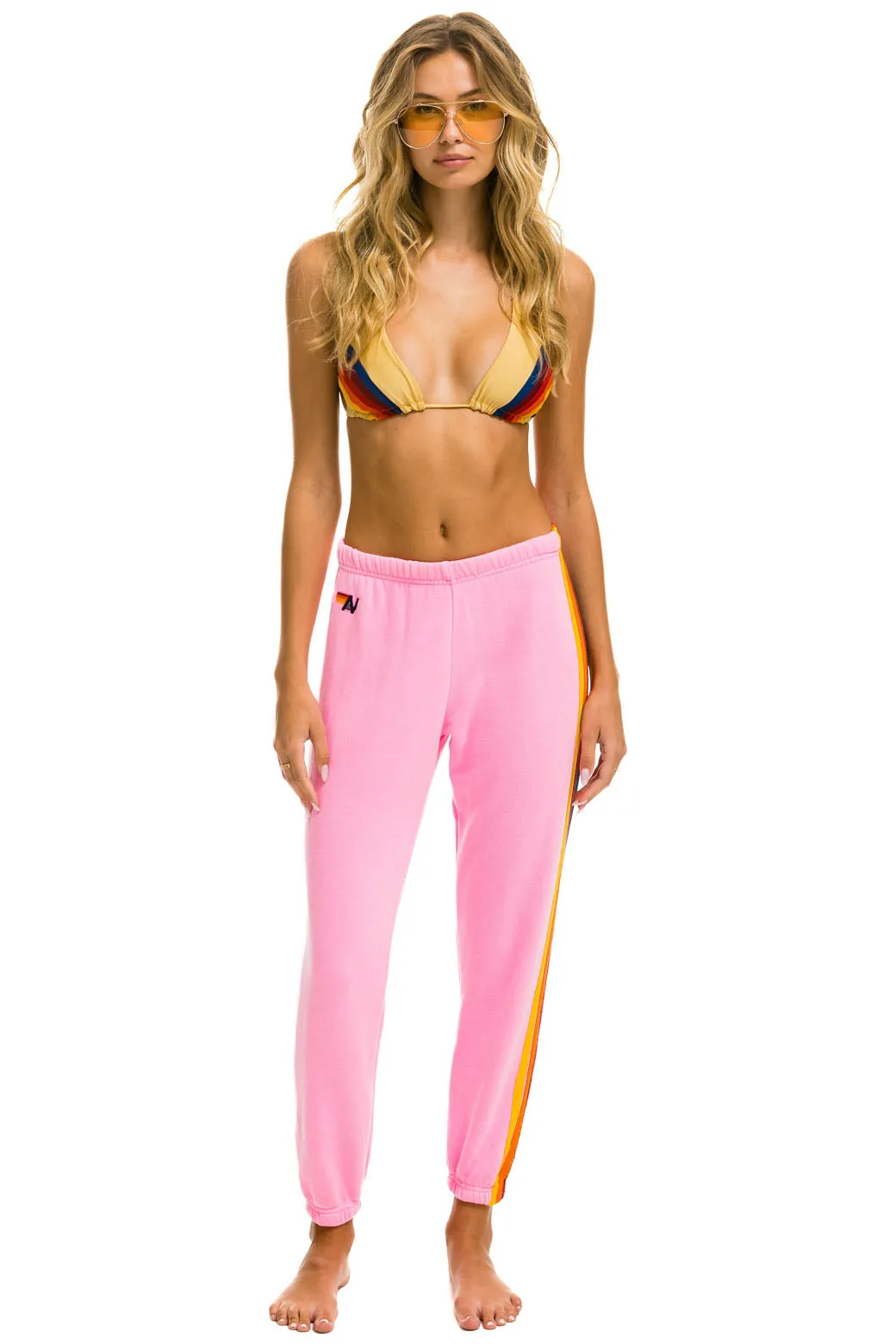 5 STRIPE SWEATPANTS - NEON PINK sold by Aviator Nation product image thumbnail 3