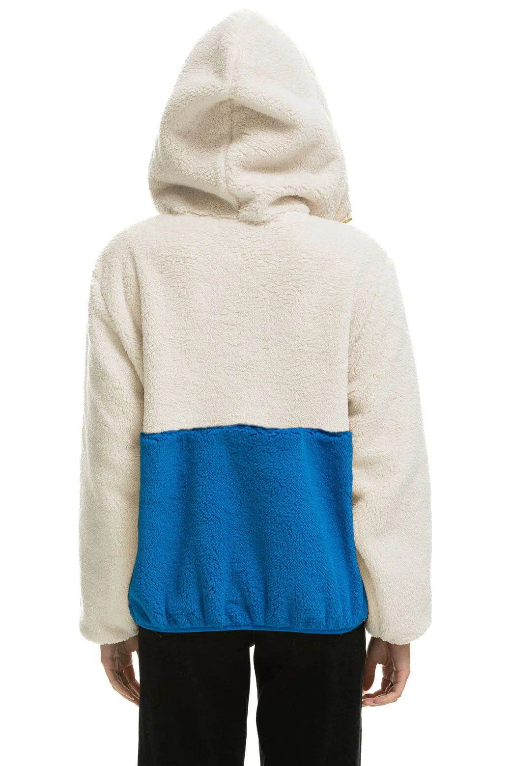 TEDDY UNISEX HOODED HALF ZIP COLOR BLOCK JACKET - VINTAGE WHITE sold by Aviator Nation product image thumbnail 2