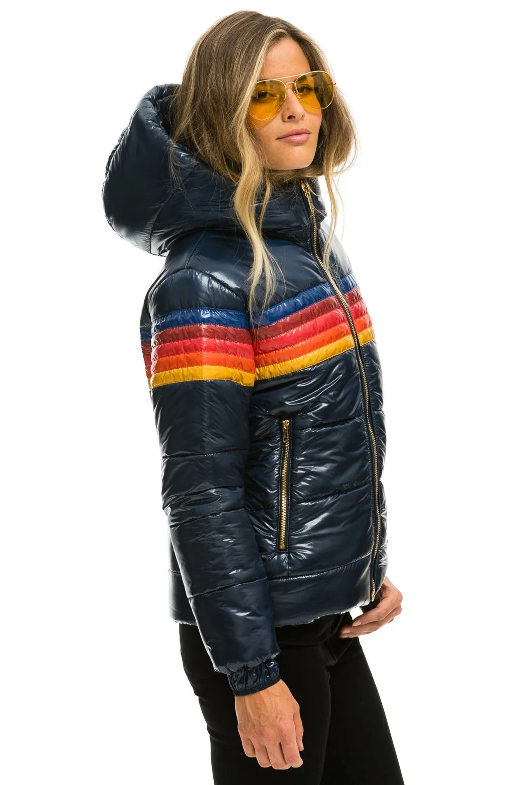5 STRIPE TREKKER JACKET - GLOSSY NAVY sold by Aviator Nation product image thumbnail 3