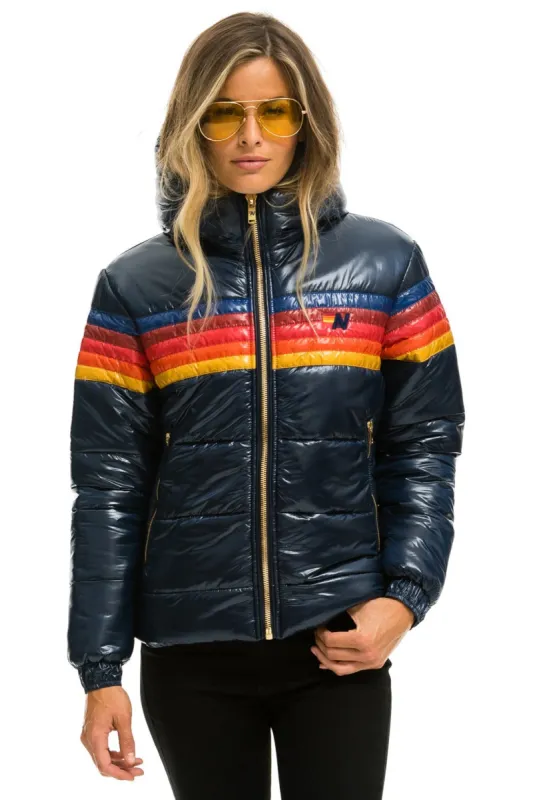 5 STRIPE TREKKER JACKET - GLOSSY NAVY sold by Aviator Nation