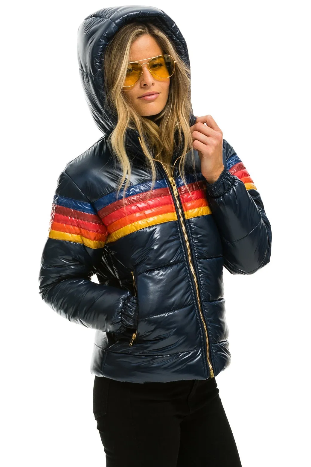 5 STRIPE TREKKER JACKET - GLOSSY NAVY sold by Aviator Nation product image thumbnail 4