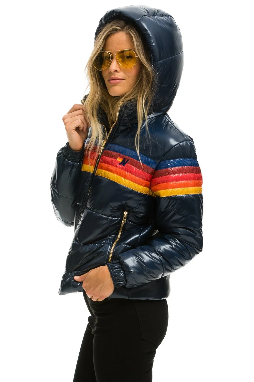 5 STRIPE TREKKER JACKET - GLOSSY NAVY sold by Aviator Nation product image thumbnail 2