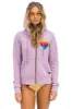 RAINBOW HEART STITCH ZIP HOODIE - MAUVE sold by Aviator Nation