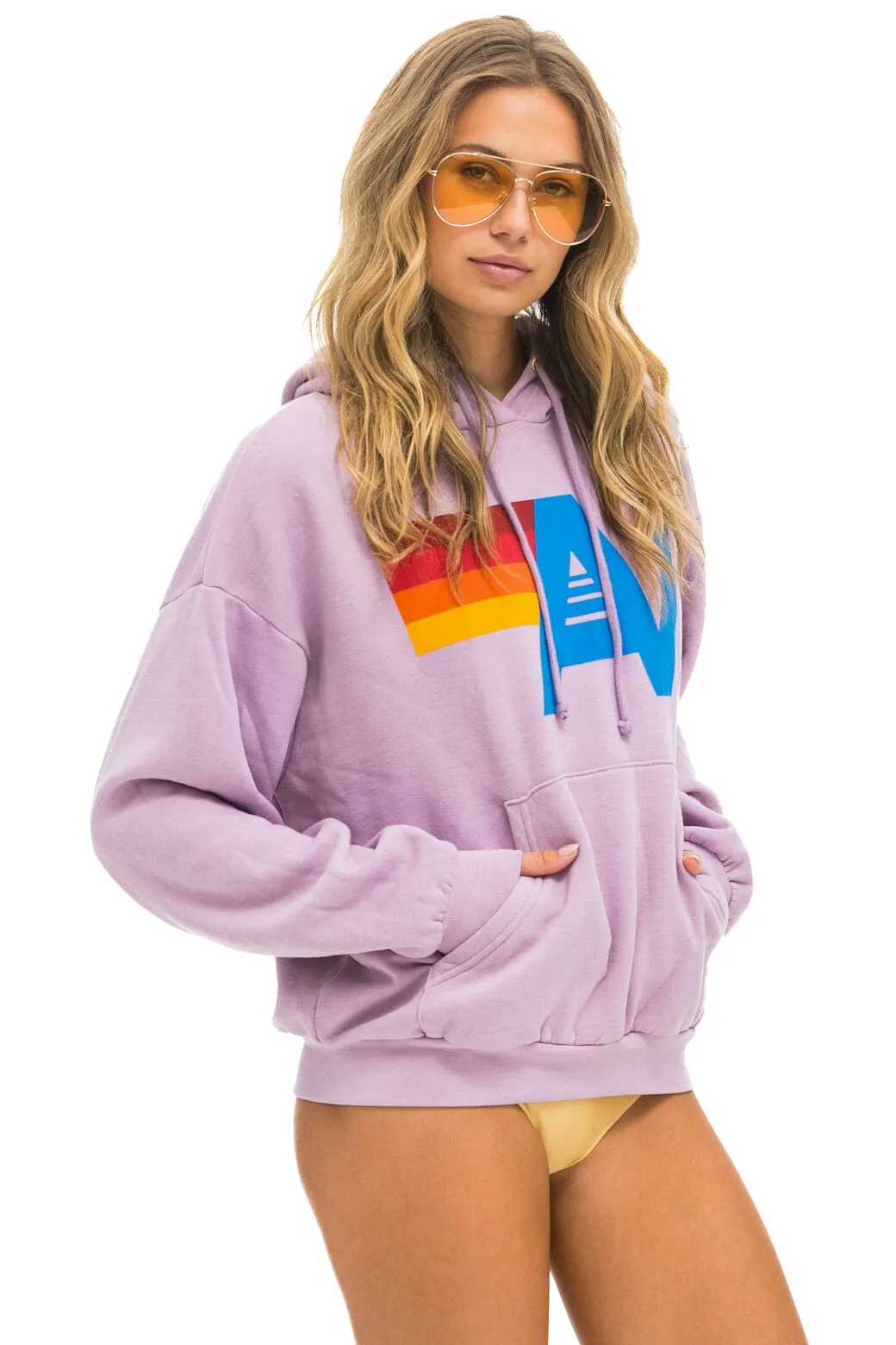 LOGO PULLOVER RELAXED HOODIE - MAUVE sold by Aviator Nation product image thumbnail 3