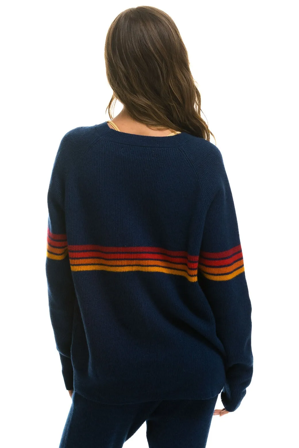 RAINBOW STRIPE 4 UNISEX CASHMERE SWEATER - MIDNIGHT sold by Aviator Nation product image thumbnail 5