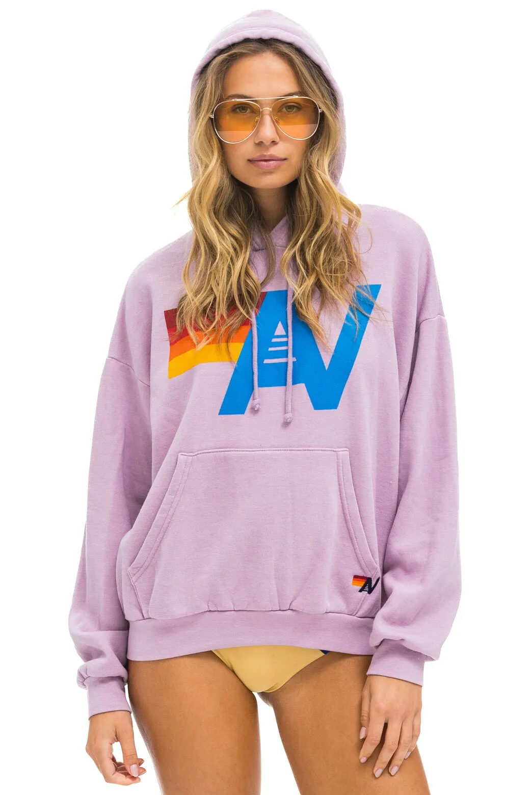 LOGO PULLOVER RELAXED HOODIE - MAUVE sold by Aviator Nation