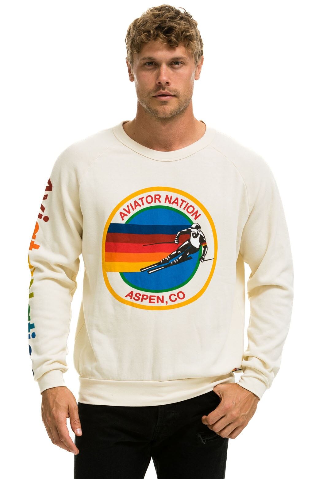 AVIATOR NATION ASPEN CREW SWEATSHIRT - VINTAGE WHITE sold by Aviator Nation product image thumbnail 2