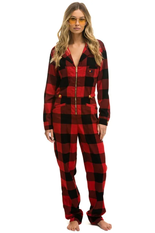 UNISEX PLAID FLIGHT SUIT - BUFFALO PLAID sold by Aviator Nation