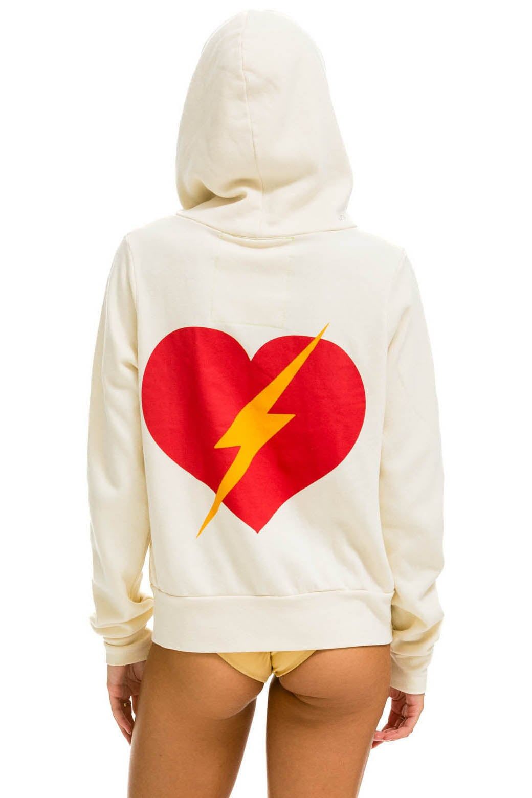 BOLT HEART ZIP HOODIE - VINTAGE WHITE sold by Aviator Nation